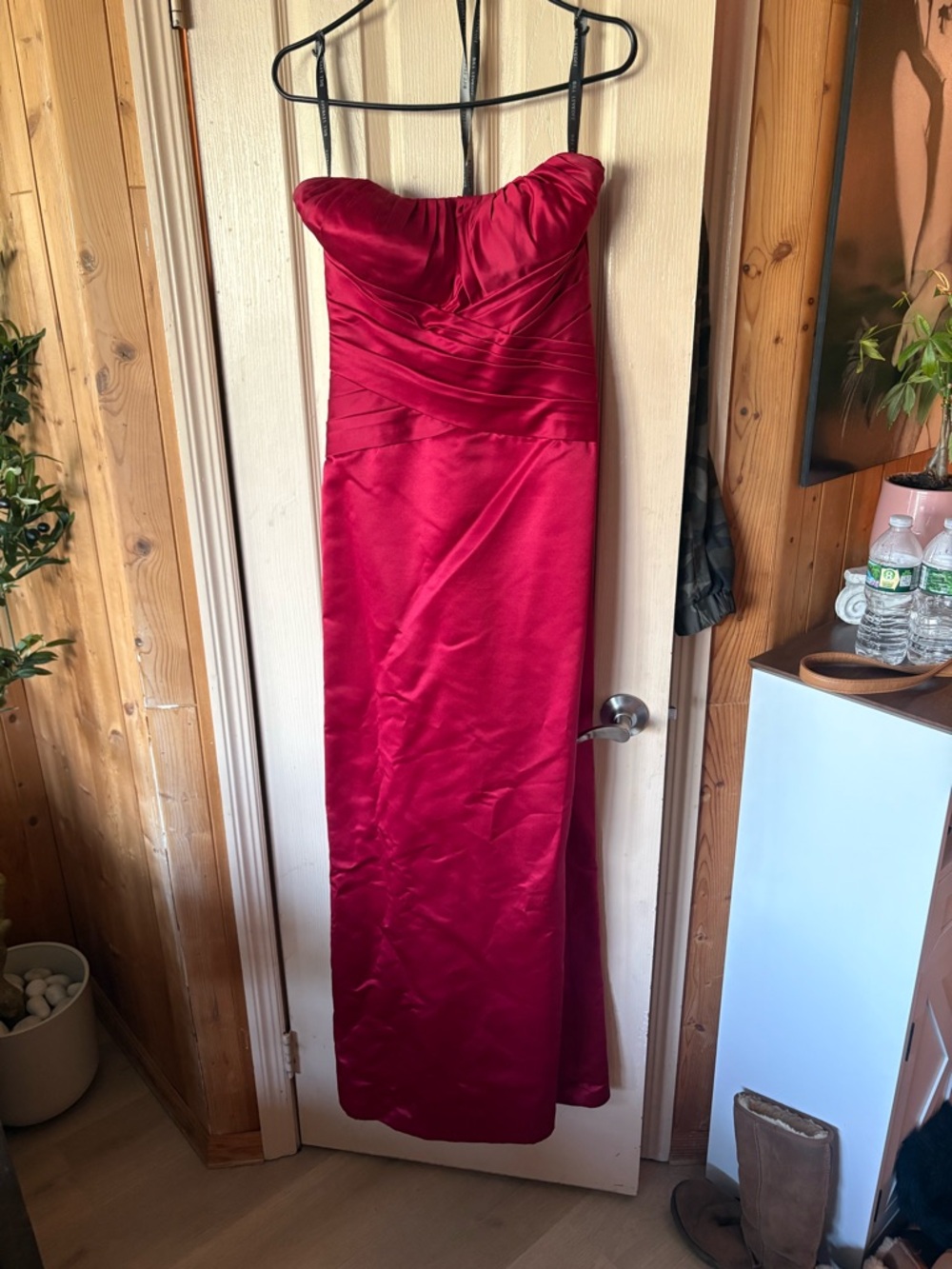 Strapless Red Satin Bridal Dress